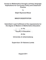 Access to mathematics through a primary language : implications for curriculum policy and classroom practice