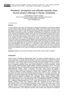 Residents’ perceptions and attitudes towards urban tourism product offerings in Harare, Zimbabwe