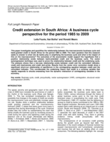 Credit extension in South Africa: a business cycle perspective for the period 1985 to 2009
