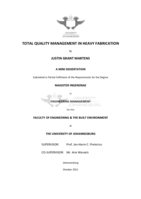 Total quality management in heavy fabrication