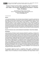 Voices of local communities regarding their involvement and roles in the tourism development process in Victoria Falls, Zimbabwe