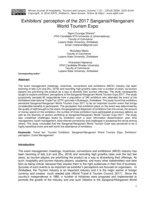 Exhibitors’ perception of the 2017 Sanganai/Hlanganani World Tourism Expo