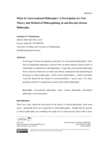 What is conversational philosophy? a prescription of a new theory and method of philosophising, in and beyond African philosophy