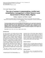 The role of women in peacemaking, conflict and rehabilitation management in Elele, Ikwerre Local Government of Rivers State, Nigeria