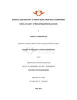 Removal and recovery of heavy metal from multi-component metal effluent by reduction crystallization