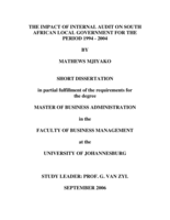 The impact of internal audit on South African local government for the period 1994-2004