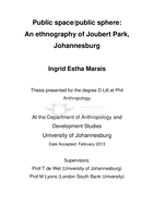 Public space/public sphere : an ethnography of Joubert Park, Johannesburg