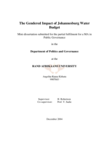 The gendered impact of Johannesburg water budget