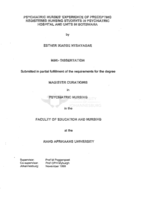 Psychiatric nurses' experience of precepting registered nursing students in psychiatric hospital and units in Botswana