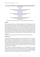 Total quality management adoption by process engineering design firms in South Africa