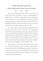 Struggling to make a difference against the odds :  a synthesis of qualitative research on women leading schools in Zimbabwe