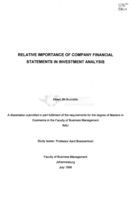 Relative importance of company financial statements in investment analysis