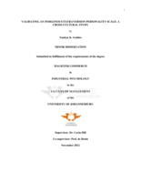 Validating an indigenous extraversion personality scale : a cross-cultural study