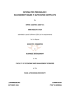 Information technology: management issues in outsource contracts.