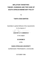 Inflation targeting : theory, evidence and the case of South African monetary policy