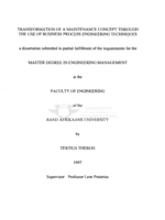 Transformation of a maintenance concept through the use of business engineering techniques.