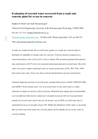 Evaluation of recycled water recovered from a ready-mixconcrete plant for re-use in concrete