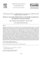 Barriers to successful implementation of sustainable construction in the Ghanaian construction industry