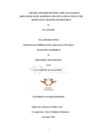 The relationship between time management behaviour, flow, happiness and life satisfaction in the hospitality training environment