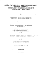 Social factors as an aspect of culturally sensitive feedback : implications for the management of teacher competence