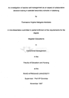 An investigation of teacher self-management as an aspect of collaborative decision-making in selected secondary schools in Katlehong