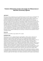 Factors influencing access and usage of e-Resources at Nkumba University Uganda
