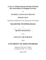 A survey of fungi and mycotoxins in food in the rural homes of Limpopo Province