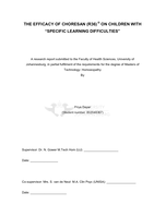 The efficacy of choresan (R36) ® on children with "specific learning difficulties"