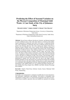Predicting the effect of seasonal variation on the physical composition of municipal solid waste : a case study of the City of Johannes-burg