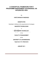 A conceptual framework for IT programme management governance: an integrated view