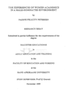 The experiences of women academics in a male-dominated environment