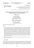 Assessing Local and National Government Interaction in LED: A Policy Evaluation of South Africa’s Metros