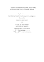Cognitive and demographic correlates of moral reasoning in South African university students