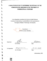 A qualitative study to determine the efficacy of the homoeopathic similimum in the treatment of premenstrual syndrome