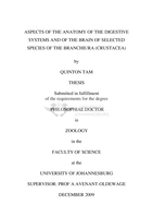 Aspects of the anatomy of the digestive systems and of the brain of selected species of the Branchiura (Crustacea)