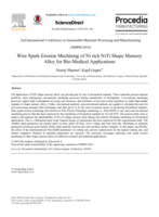 Wire spark erosion machining of Ni rich NiTi shape memory alloy for bio-medical applications
