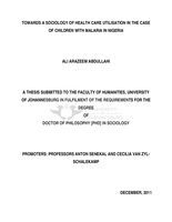 Towards a sociology of health care utilisation in the case of children with malaria in Nigeria
