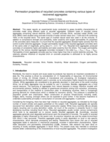 Permeation properties of recycled concretes containing various types of recovered aggregates