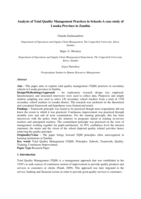 An analysis of total quality management (TQM) practices in Zambian secondary schools : a survey of Lusaka District