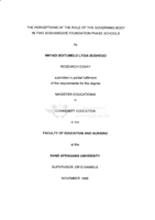 The perceptions of the role of the governing body in two Soshanguve foundation phase schools