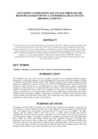 Sustaining competitive advantage through the resource based view in a commercial real estate broking company