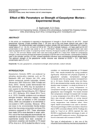 Effect of mix parameters on strength of geopolymer mortars - experimental study
