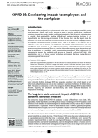 COVID-19 : considering impacts to employees and the workplace