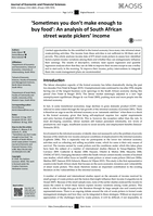 ‘Sometimes you don’t make enough to buy food’ : an analysis of South African street waste pickers’ income