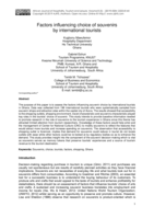 Factors influencing choice of souvenirs by international tourists