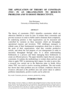 The application of theory of constrain (TOC) in an organisation to resolve problems and to boost productivity
