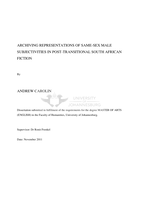 Archiving representations of same-sex male subjectivities in post-transitional South African fiction