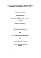 Conflict management in selected secondary schools in the Durban South region of Kwa-Zulu Natal