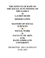 The effects of rape on the social functioning of the family
