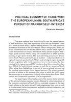 Political economy of trade with the European Union : South Africa’s pursuit of narrow self-interest